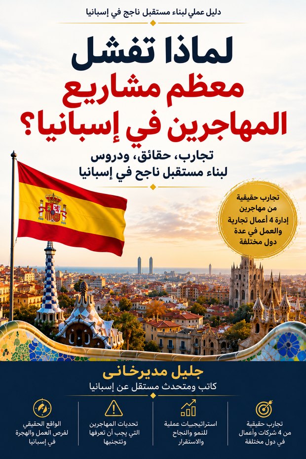 غلاف كتاب: لماذا تفشل معظم مشاريع المهاجرين في إسبانيا؟ بقلم جليل مدير خازني
